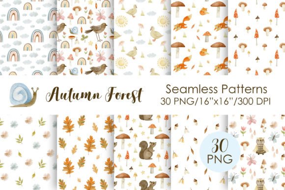 Autumn Forest Seamless Patterns: Versatile, High-Resolution Designs for Creative Professionals
