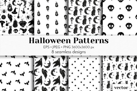 Black Halloween Silhouettes Patterns Set
