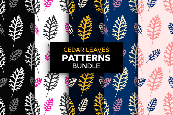 Cedar Leaves Seamless Patterns Bundle