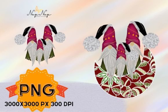 Christmas Patterns Vol.7: Gnome & Moon Motifs in High-Resolution PNG
