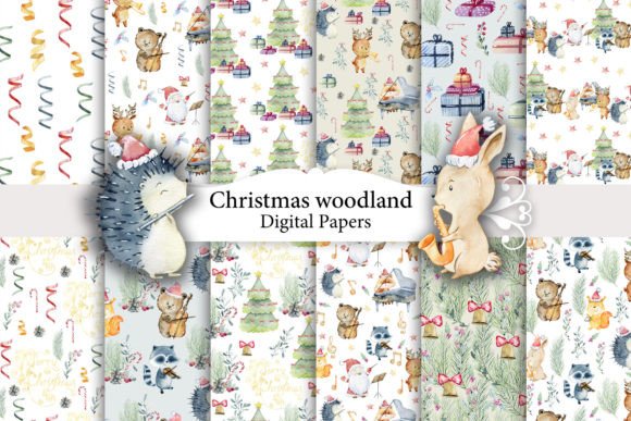 Christmas Woodland Seamless Patterns