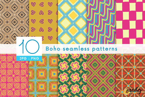 Colorful Boho Seamless Patterns Set: Effortless Design Freedom for Every Creative Project