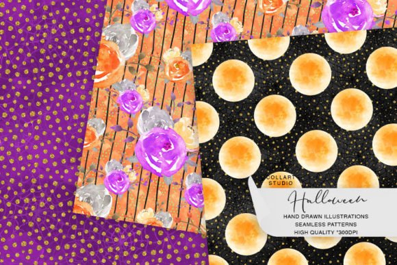 Halloween Digital Patterns, Papers: Seamless, Hand-Painted Resources for Creative Projects