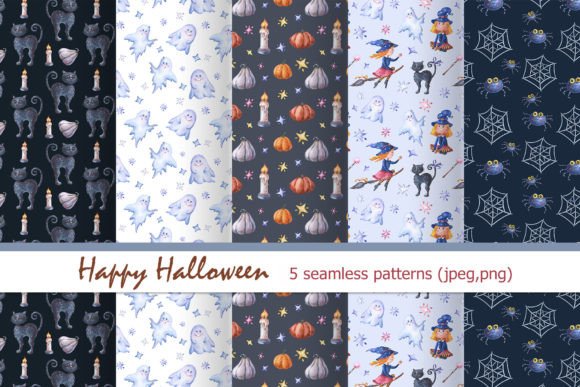 Halloween Patterns 2. Watercolor: Seamless Design Assets for Real-World Creative Workflows