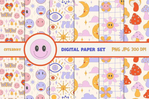 Seamless Patterns Pop Color Style 70-90S: Retro-Fueled Design Power for Print, Craft & Digital Projects