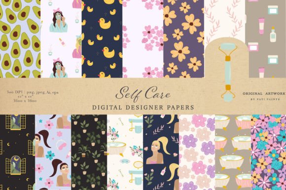Self Care Beauty Seamless Patterns