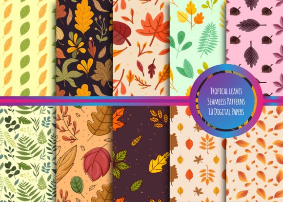 Tropical Leaves Digital Patterns Bundle